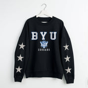 BYU COUGARS VELOCITY STAR EMBELLISHED CREW SWEATSHIRT