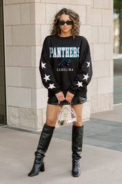 CAROLINA PANTHERS VELOCITY STAR EMBELLISHED CREW SWEATSHIRT