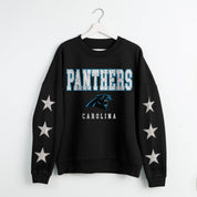 CAROLINA PANTHERS VELOCITY STAR EMBELLISHED CREW SWEATSHIRT
