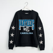 CAROLINA PANTHERS PURE VICTORY STAR EMBELLISHED CREW SWEATSHIRT