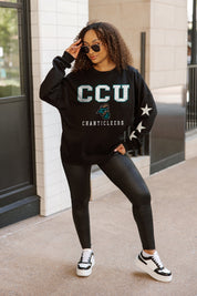 COASTAL CAROLINA CHANTICLEERS VELOCITY STAR EMBELLISHED CREW SWEATSHIRT