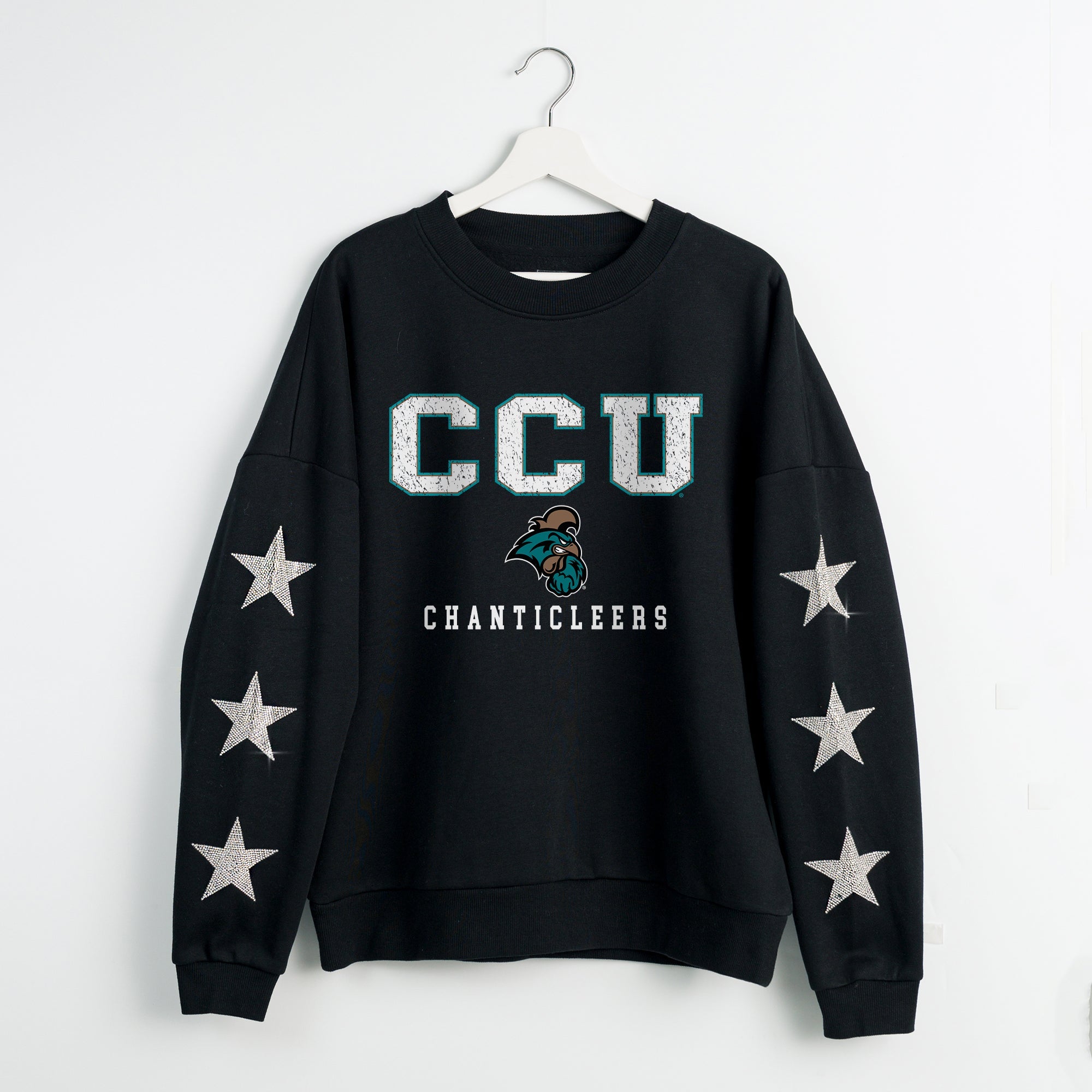 COASTAL CAROLINA CHANTICLEERS VELOCITY STAR EMBELLISHED CREW SWEATSHIRT