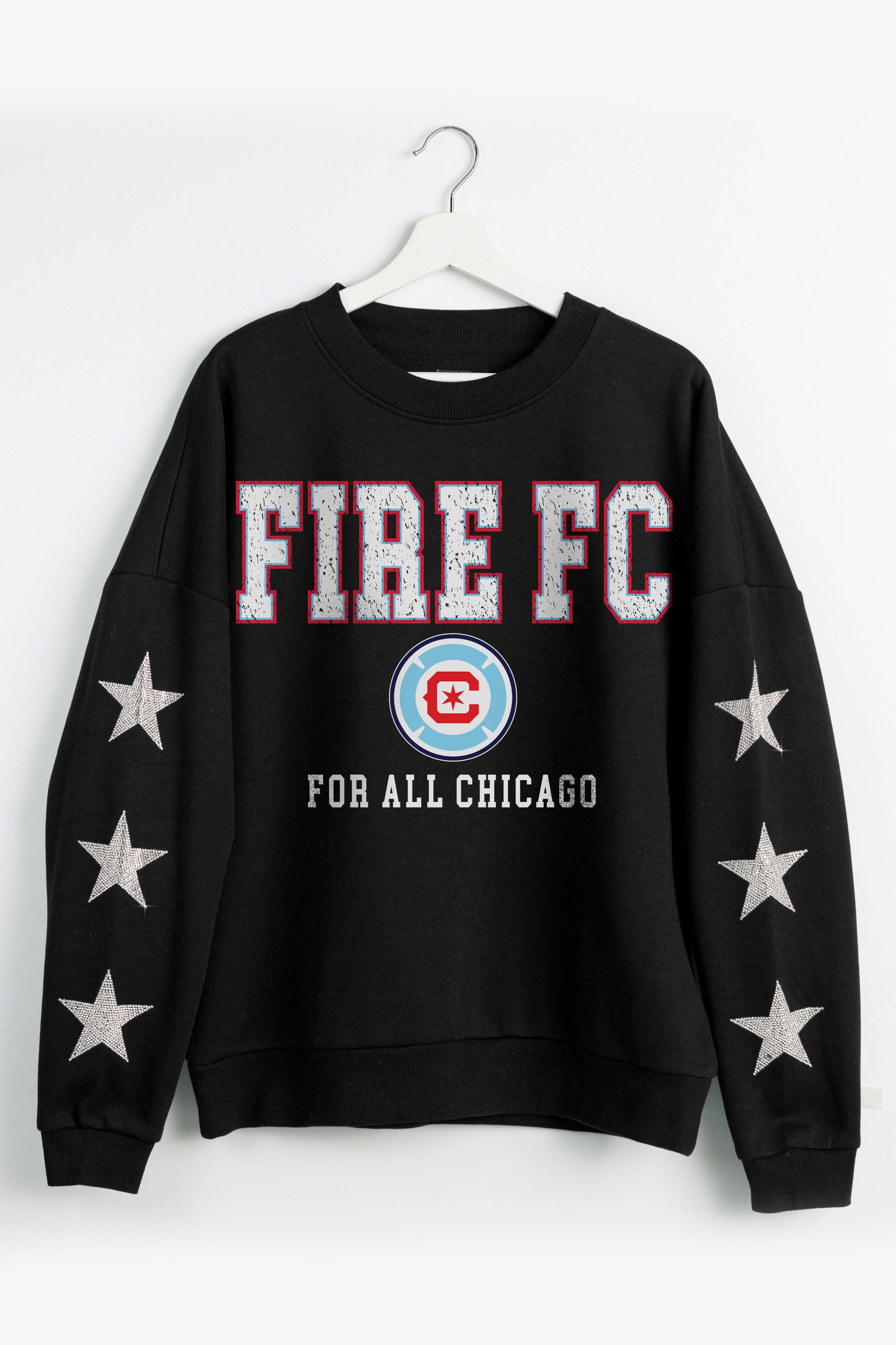 CHICAGO FIRE SC VELOCITY STAR EMBELLISHED CREW SWEATSHIRT