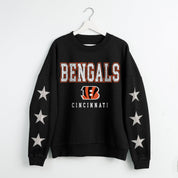 CINCINNATI BENGALS VELOCITY STAR EMBELLISHED CREW SWEATSHIRT