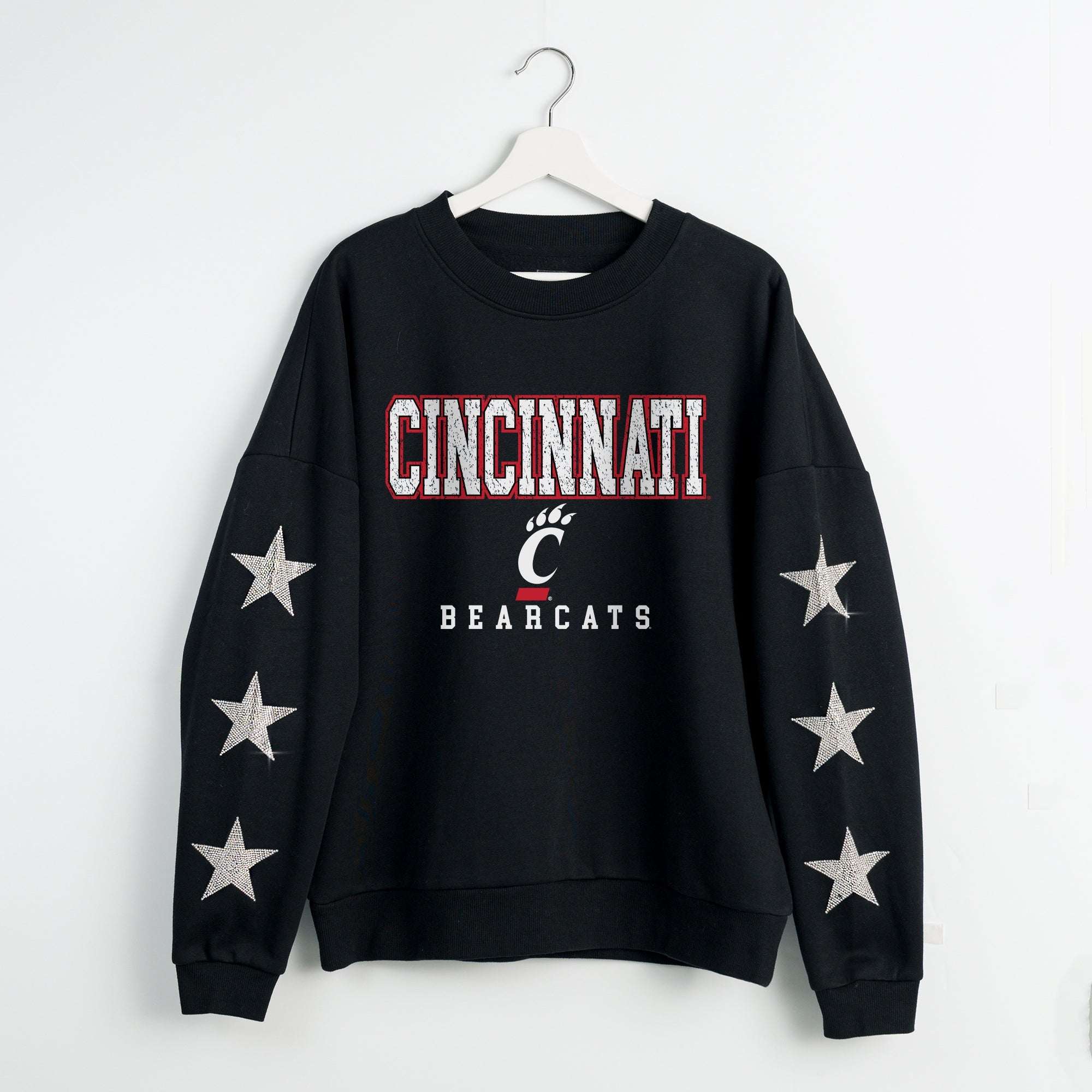 CINCINNATI BEARCATS VELOCITY STAR EMBELLISHED CREW SWEATSHIRT