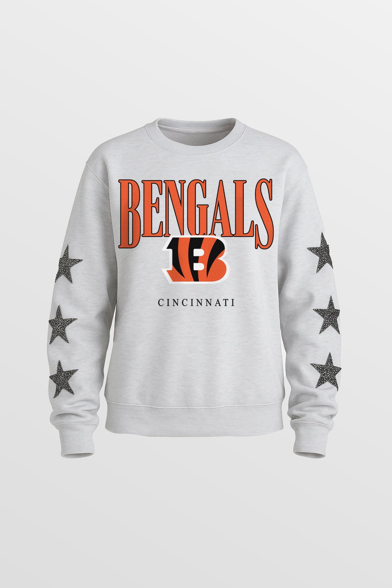CINCINNATI BENGALS BOLD PLAY STAR EMBELLISHED CREW SWEATSHIRT BY RANDI MAHOMES