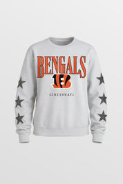 CINCINNATI BENGALS BOLD PLAY STAR EMBELLISHED CREW SWEATSHIRT BY RANDI MAHOMES