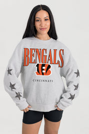 CINCINNATI BENGALS BOLD PLAY STAR EMBELLISHED CREW SWEATSHIRT BY RANDI MAHOMES