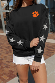 CLEMSON TIGERS DEDICATION EMBELLISHED STAR SLEEVE CREWNECK PULLOVER