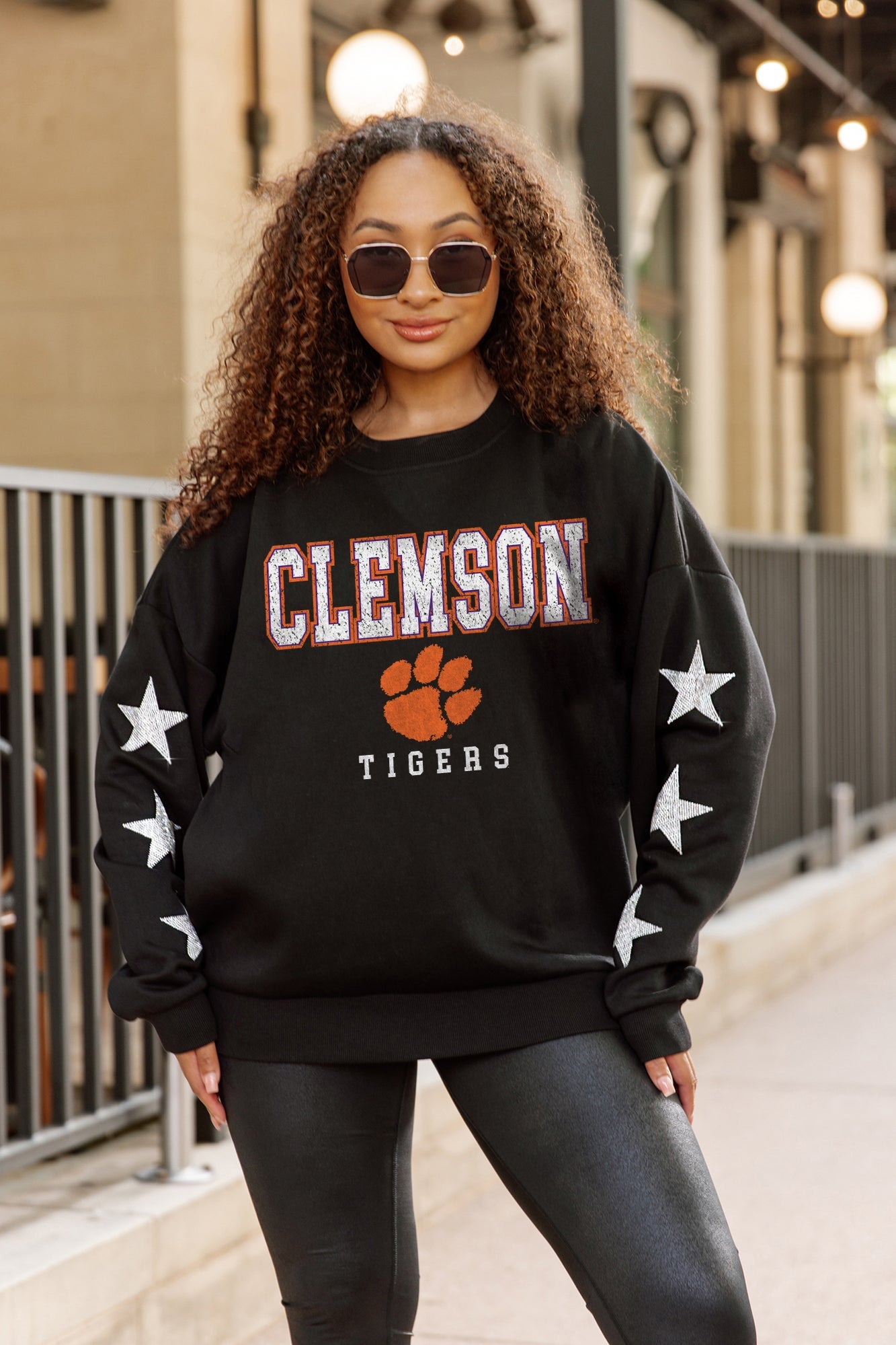 CLEMSON TIGERS VELOCITY STAR EMBELLISHED CREW SWEATSHIRT