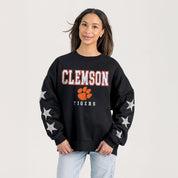 CLEMSON TIGERS VELOCITY STAR EMBELLISHED CREW SWEATSHIRT