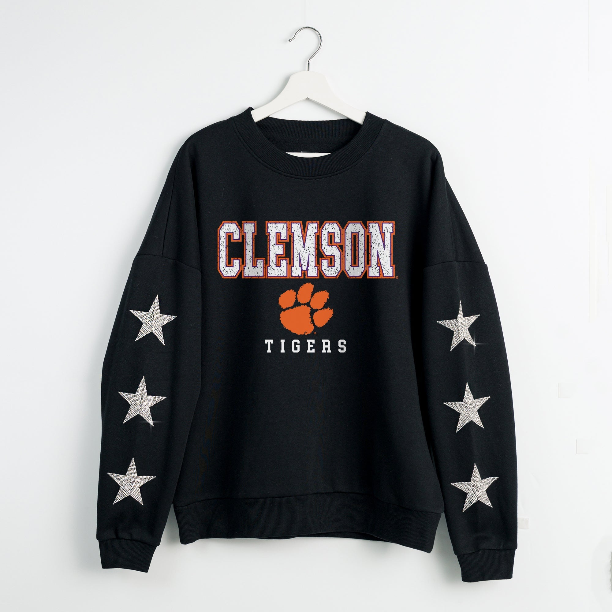 CLEMSON TIGERS VELOCITY STAR EMBELLISHED CREW SWEATSHIRT