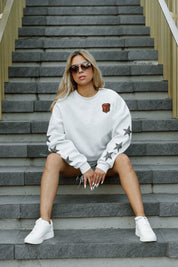 CLEVELAND BROWNS RADIANT ENERGY EMBELLISHED STAR SLEEVE CREWNECK PULLOVER