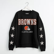 CLEVELAND BROWNS VELOCITY STAR EMBELLISHED CREW SWEATSHIRT