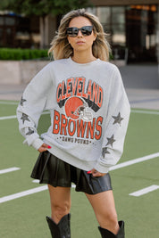 CLEVELAND BROWNS RESILIENCE STAR EMBELLISHED CREW SWEATSHIRT