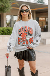 CLEVELAND BROWNS RESILIENCE STAR EMBELLISHED CREW SWEATSHIRT