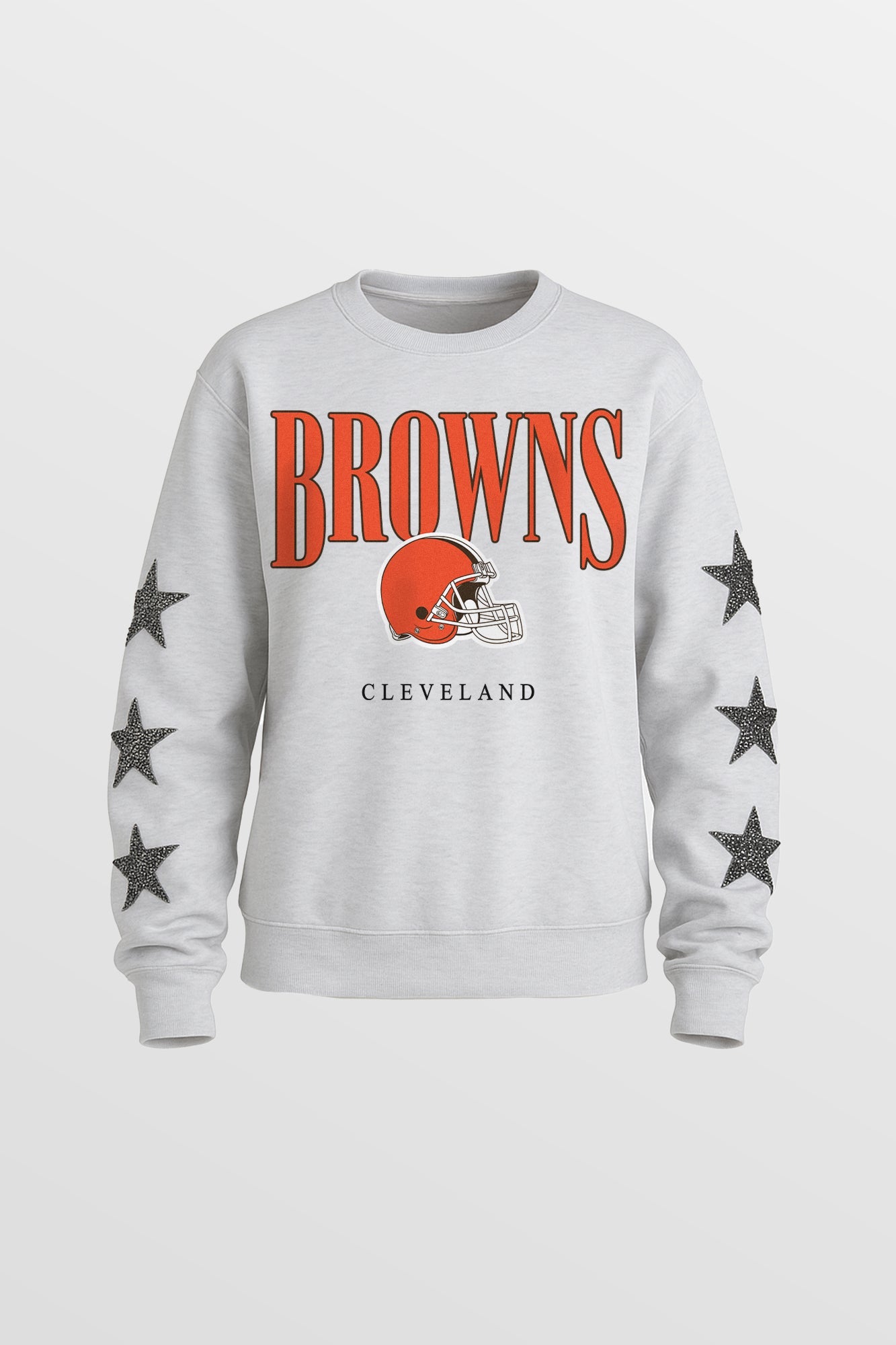 CLEVELAND BROWNS BOLD PLAY STAR EMBELLISHED CREW SWEATSHIRT BY RANDI MAHOMES