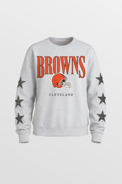 CLEVELAND BROWNS BOLD PLAY STAR EMBELLISHED CREW SWEATSHIRT BY RANDI MAHOMES