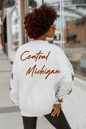 CENTRAL MICHIGAN CHIPPEWAS DEDICATION EMBELLISHED STAR SLEEVE CREWNECK PULLOVER