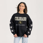 COLORADO BUFFALOES VELOCITY STAR EMBELLISHED CREW SWEATSHIRT