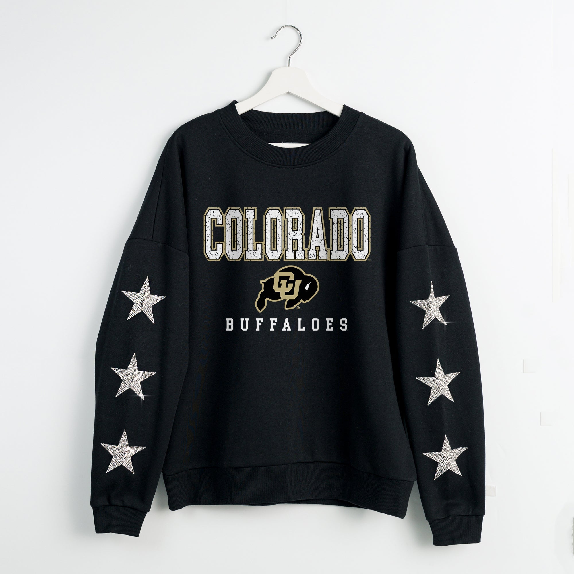 COLORADO BUFFALOES VELOCITY STAR EMBELLISHED CREW SWEATSHIRT