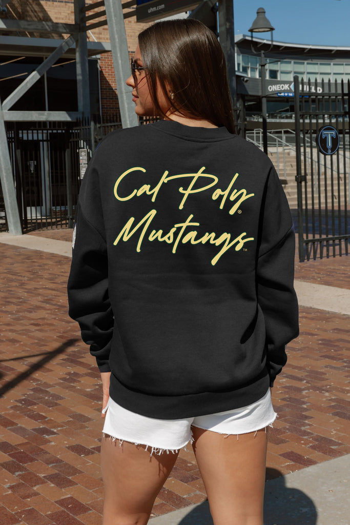 CAL POLY MUSTANGS DEDICATION EMBELLISHED STAR SLEEVE CREWNECK PULLOVER