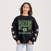COLORADO STATE RAMS PURE VICTORY EMBELLISHED STAR SLEEVE CREWNECK PULLOVER
