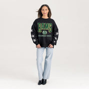COLORADO STATE RAMS PURE VICTORY EMBELLISHED STAR SLEEVE CREWNECK PULLOVER