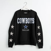 DALLAS COWBOYS VELOCITY STAR EMBELLISHED CREW SWEATSHIRT