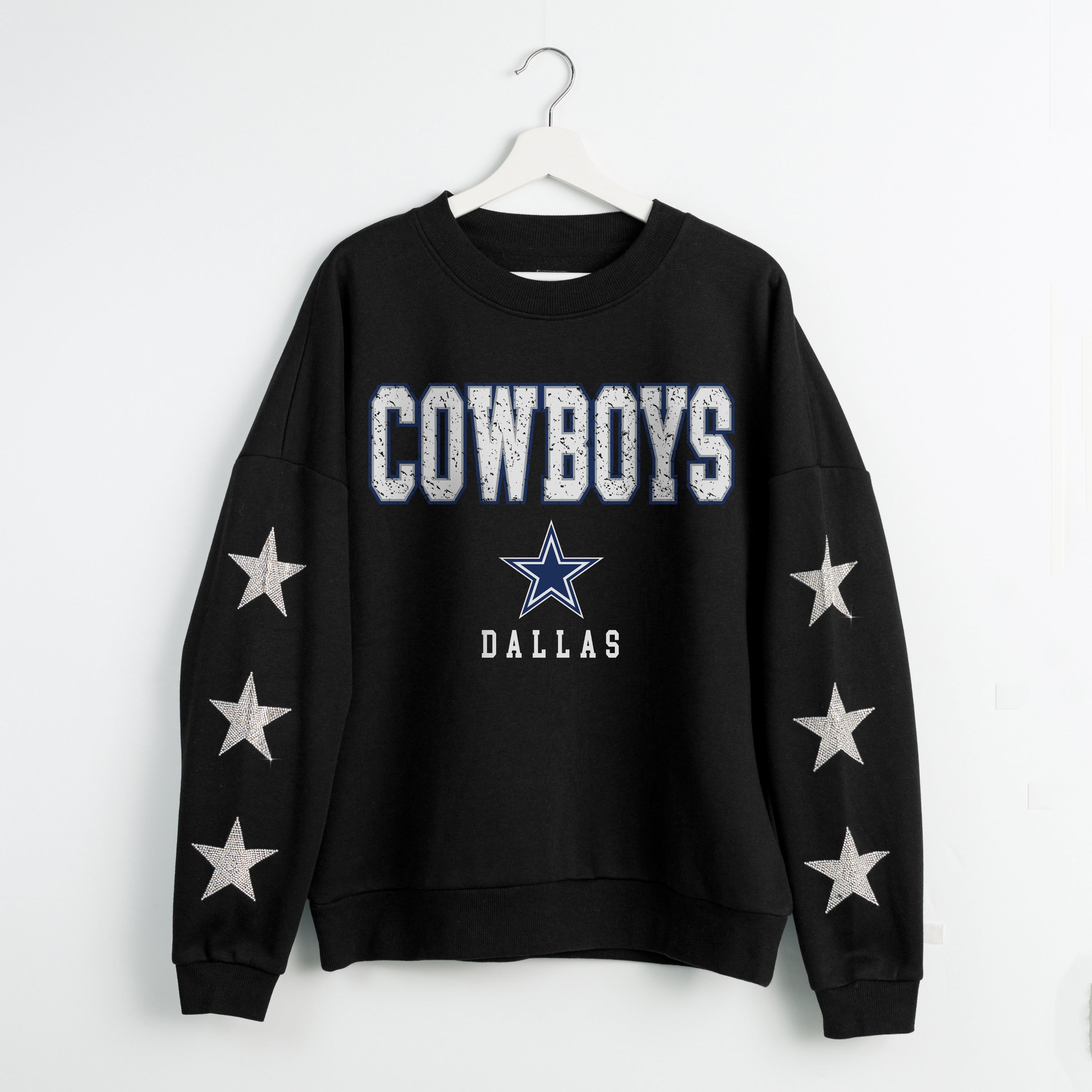 DALLAS COWBOYS VELOCITY STAR EMBELLISHED CREW SWEATSHIRT