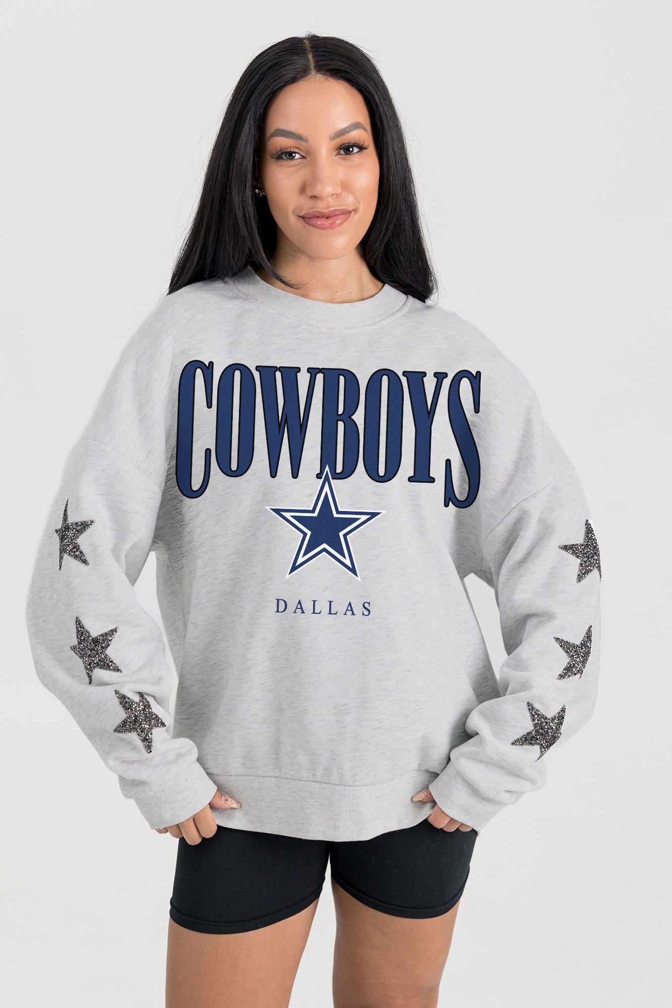 DALLAS COWBOYS BOLD PLAY STAR EMBELLISHED CREW SWEATSHIRT BY RANDI MAHOMES
