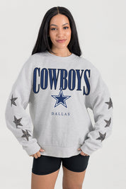 DALLAS COWBOYS BOLD PLAY STAR EMBELLISHED CREW SWEATSHIRT BY RANDI MAHOMES