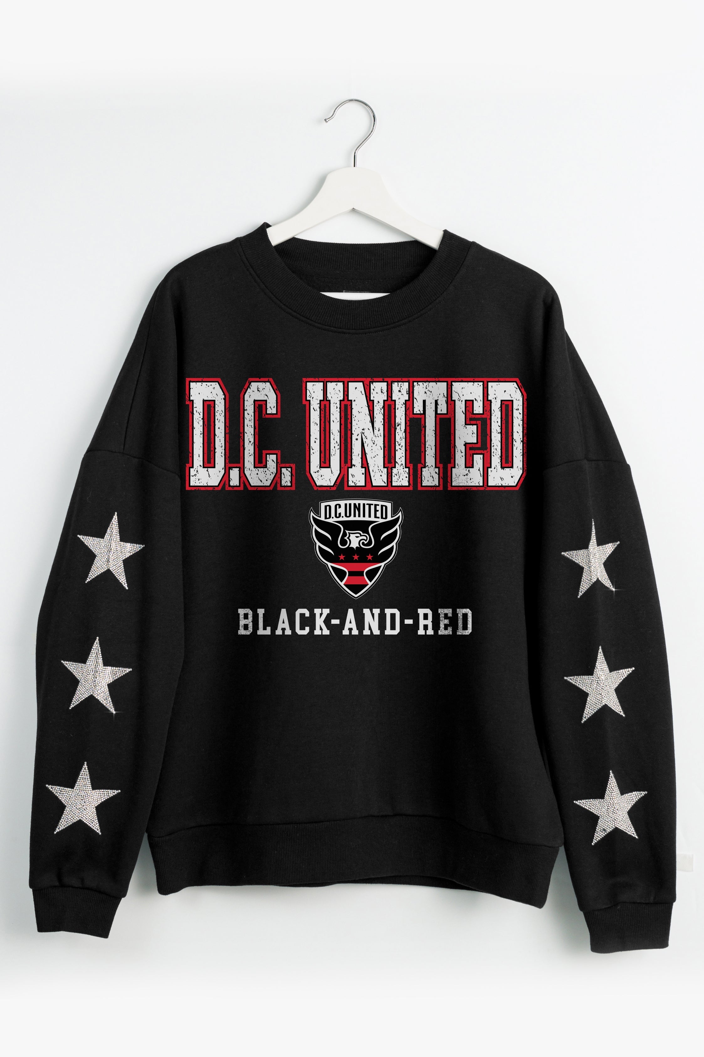 DC UNITED VELOCITY STAR EMBELLISHED CREW SWEATSHIRT