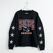 DENVER BRONCOS PURE VICTORY STAR EMBELLISHED CREW SWEATSHIRT