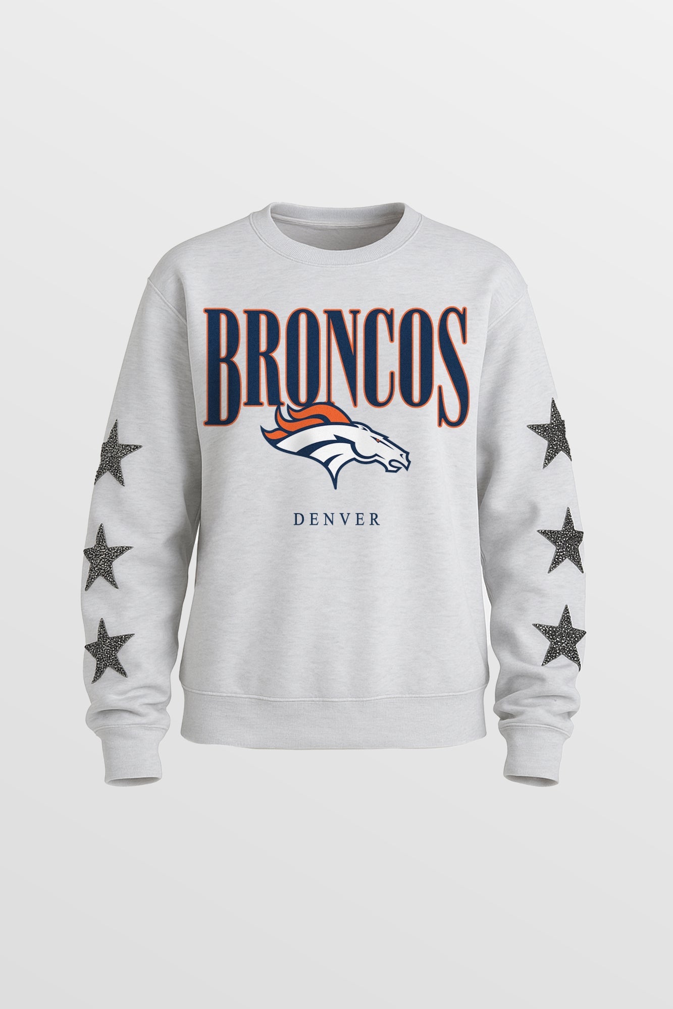 DENVER BRONCOS BOLD PLAY STAR EMBELLISHED CREW SWEATSHIRT BY RANDI MAHOMES