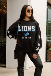 DETROIT LIONS VELOCITY STAR EMBELLISHED CREW SWEATSHIRT