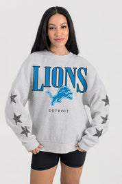 DETROIT LIONS BOLD PLAY STAR EMBELLISHED CREW SWEATSHIRT BY RANDI MAHOMES