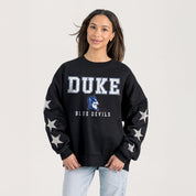 DUKE BLUE DEVILS VELOCITY STAR EMBELLISHED CREW SWEATSHIRT