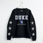 DUKE BLUE DEVILS VELOCITY STAR EMBELLISHED CREW SWEATSHIRT