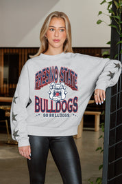 FRESNO STATE BULLDOGS RESILIENCE STAR EMBELLISHED CREW SWEATSHIRT