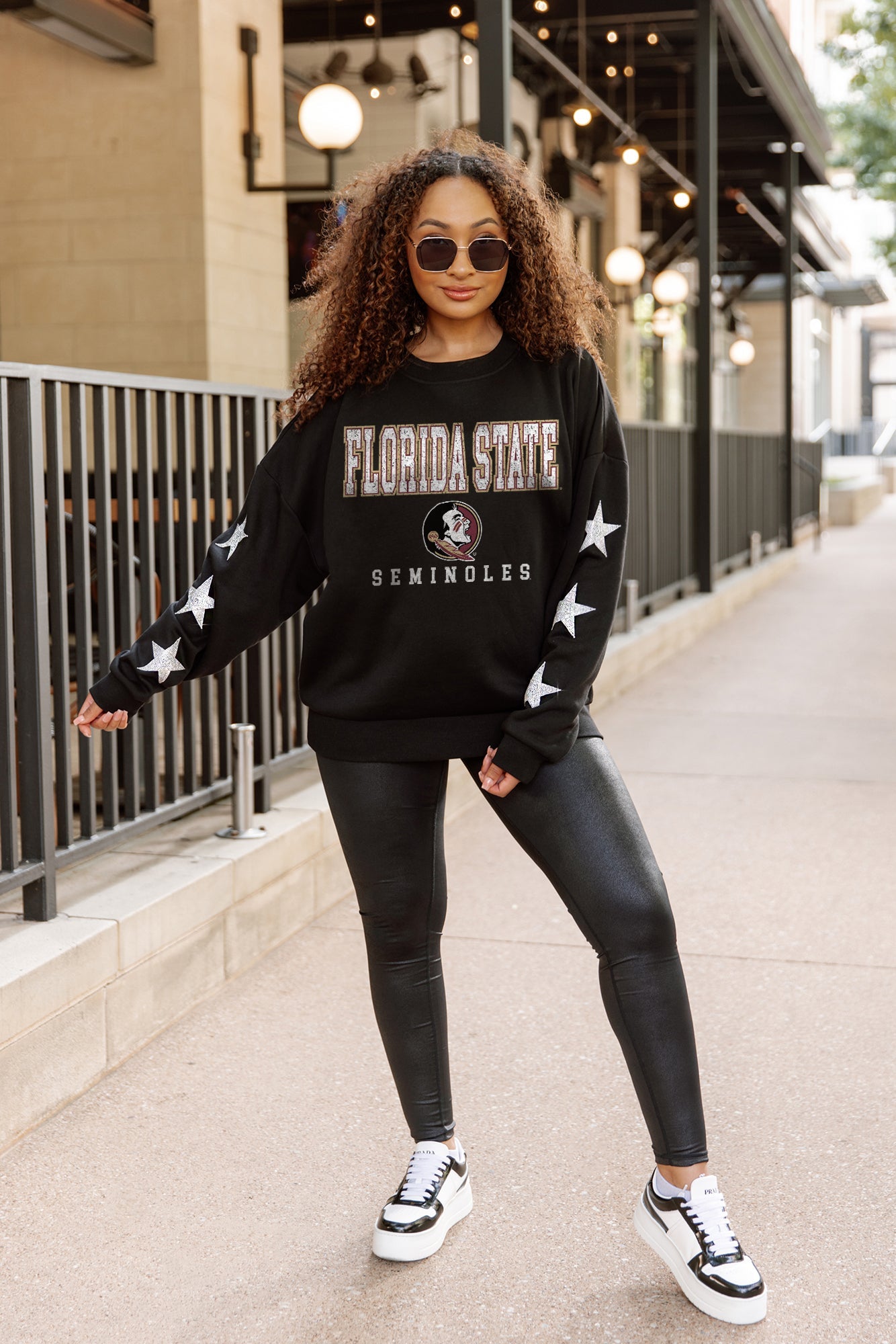 FLORIDA STATE SEMINOLES VELOCITY STAR EMBELLISHED CREW SWEATSHIRT
