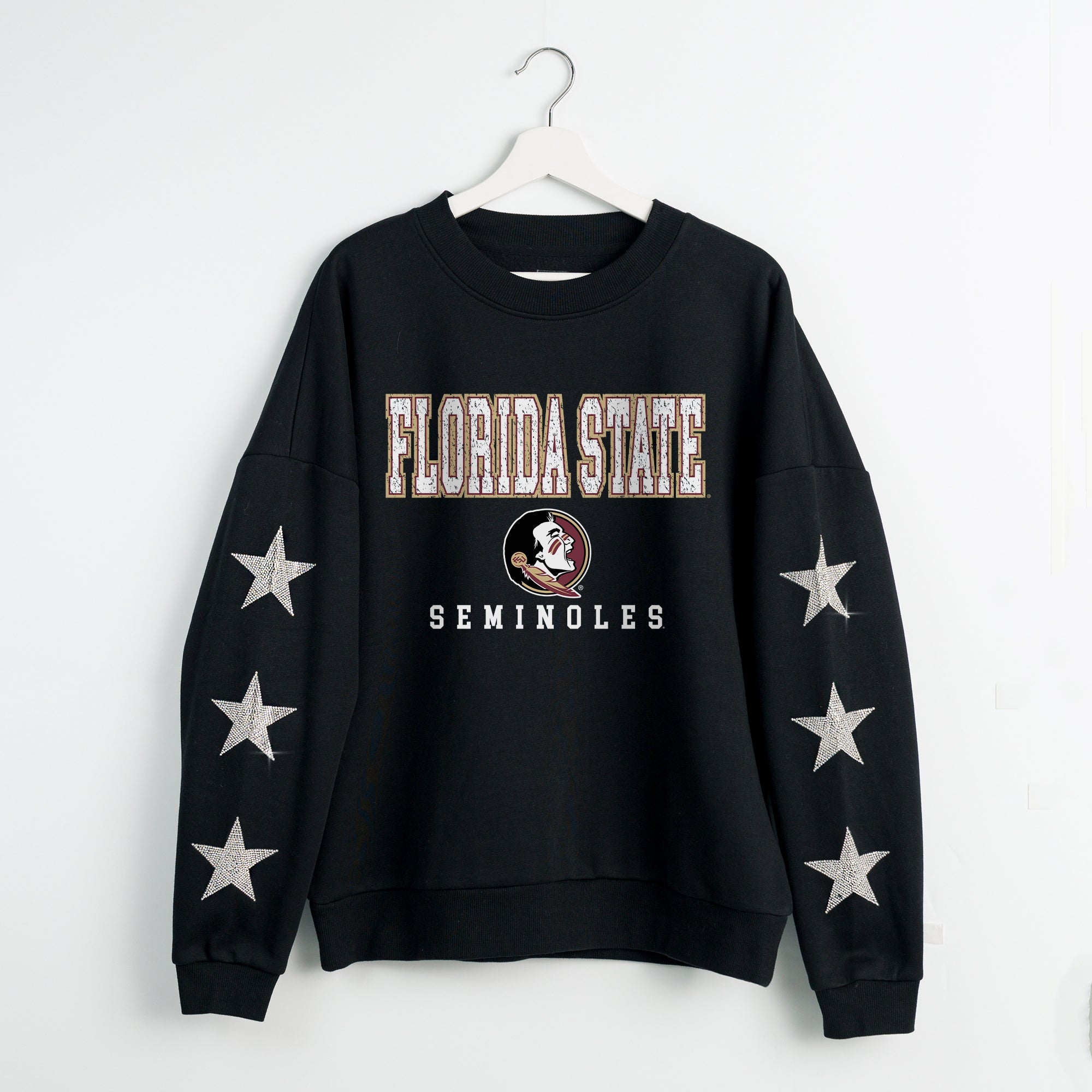 FLORIDA STATE SEMINOLES VELOCITY STAR EMBELLISHED CREW SWEATSHIRT