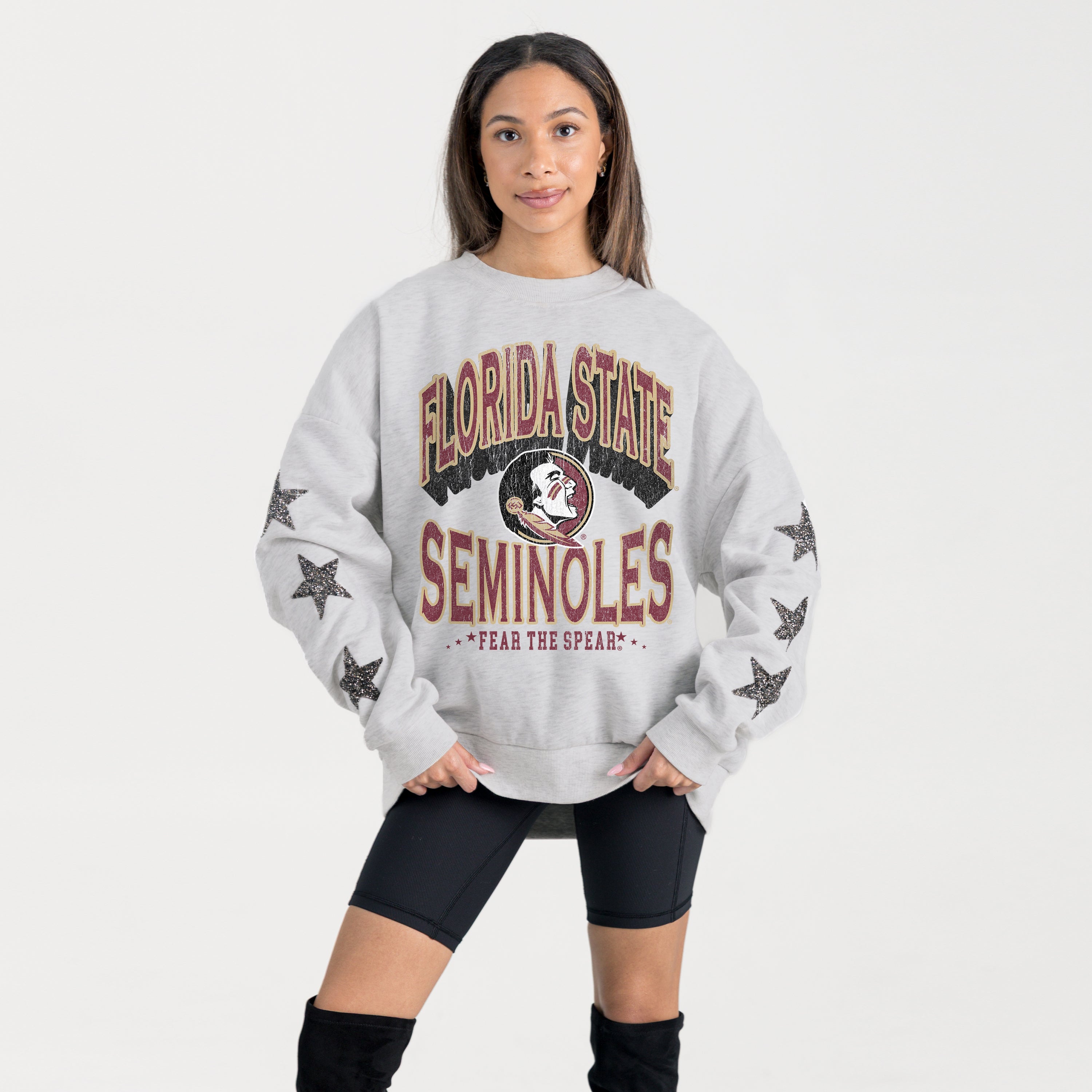 FLORIDA STATE SEMINOLES RESILIENCE STAR EMBELLISHED CREW SWEATSHIRT