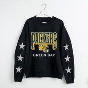 GREEN BAY PACKERS PURE VICTORY STAR EMBELLISHED CREW SWEATSHIRT
