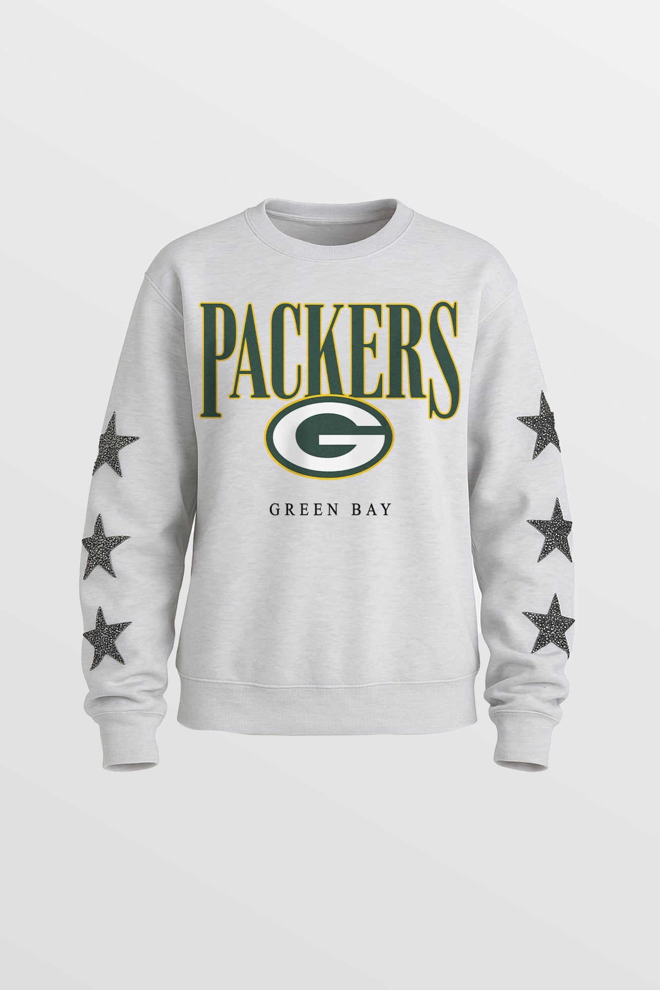 GREEN BAY PACKERS BOLD PLAY STAR EMBELLISHED CREW SWEATSHIRT BY RANDI MAHOMES