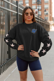 Black Lakers Star-Sleeve Sweatshirt with Blue Shorts - Styled Look | Gameday Couture - SOHO