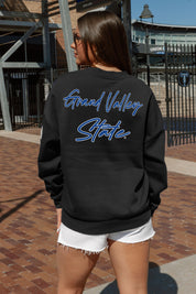 Grand Valley State Script Text on Black Pullover - Back View Detail | Gameday Couture - SOHO