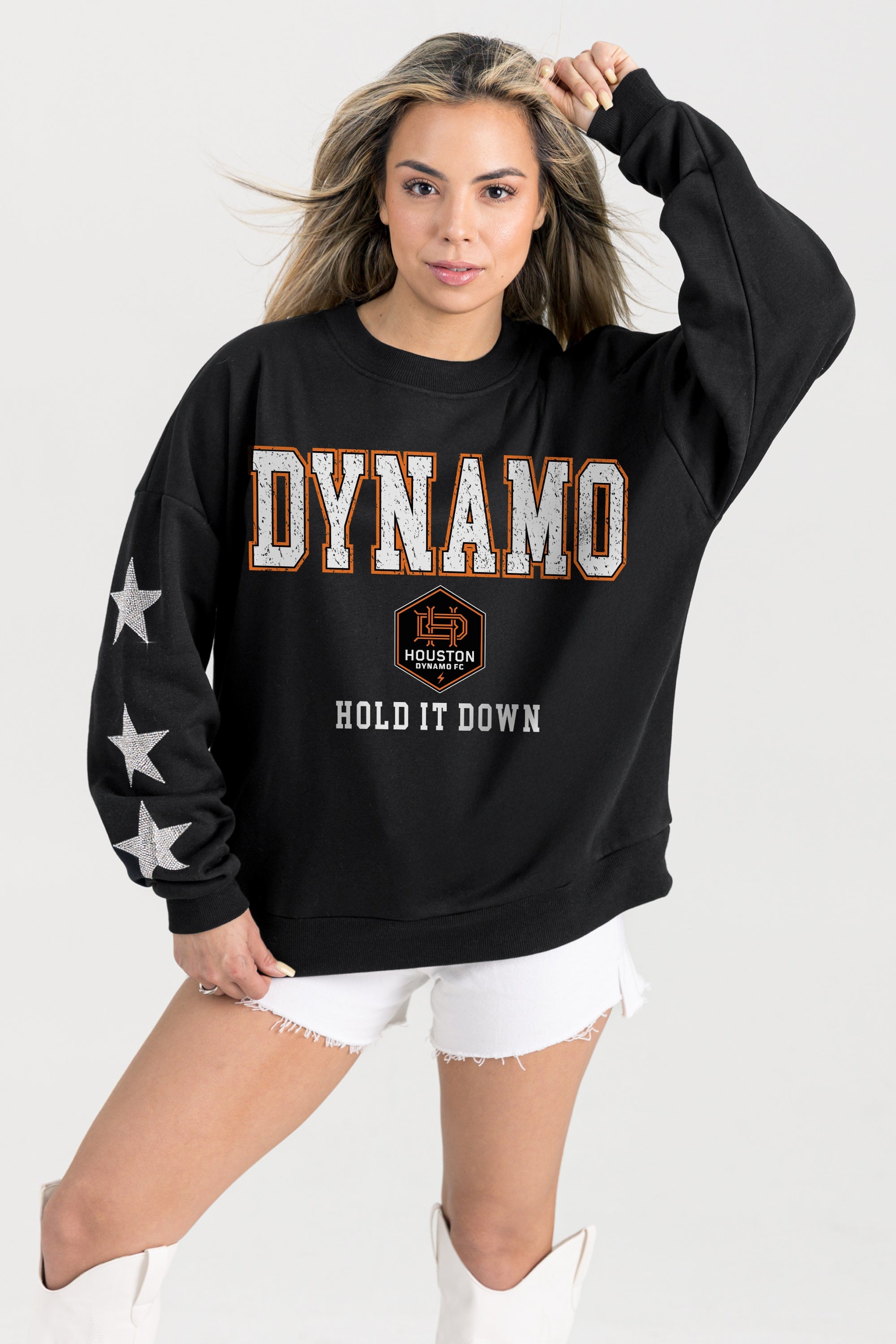 HOUSTON DYNAMO VELOCITY STAR EMBELLISHED CREW SWEATSHIRT