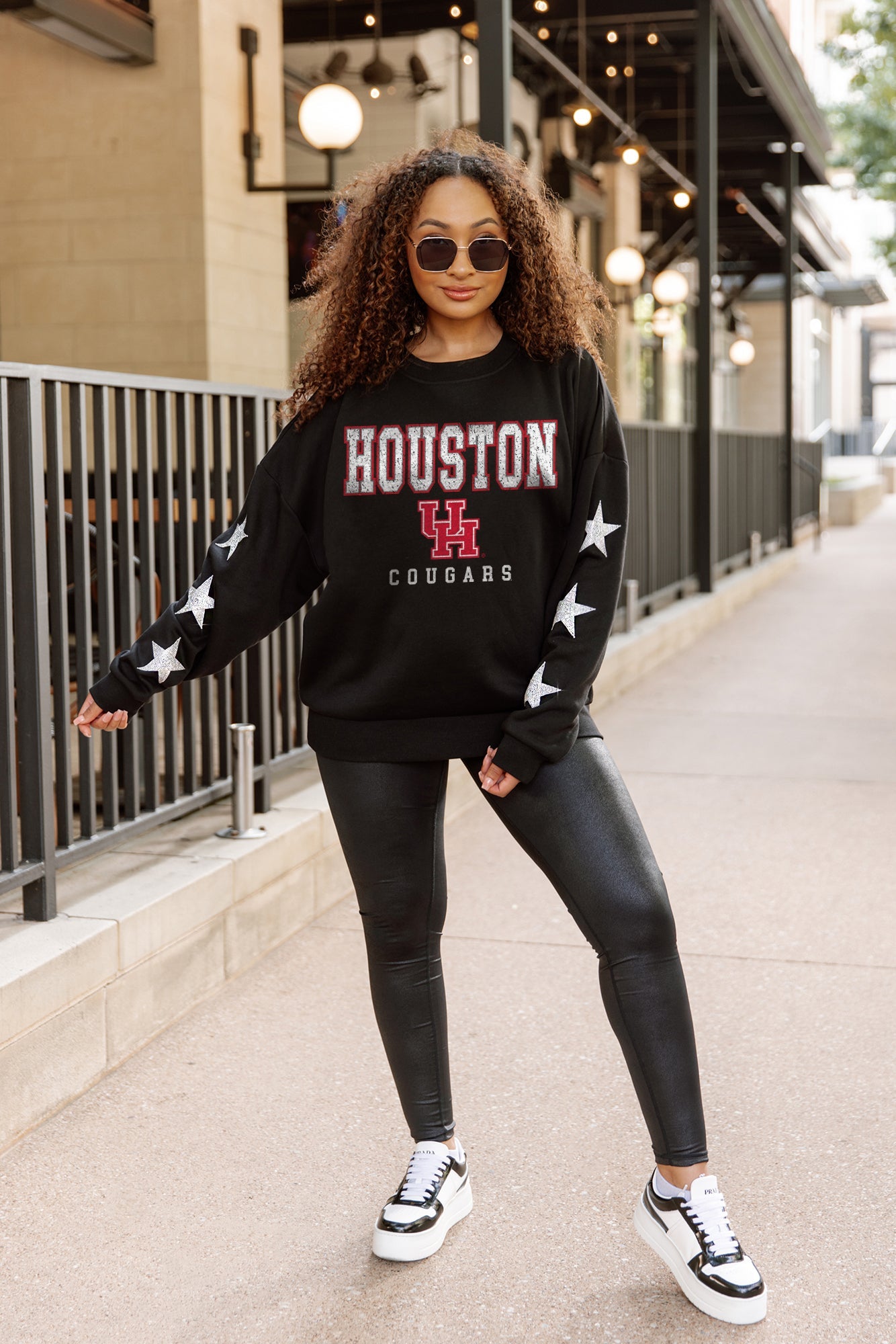 HOUSTON COUGARS VELOCITY STAR EMBELLISHED CREW SWEATSHIRT