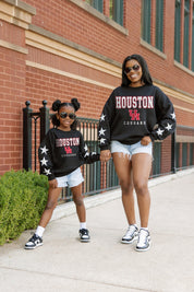 HOUSTON COUGARS VELOCITY STAR EMBELLISHED CREW SWEATSHIRT